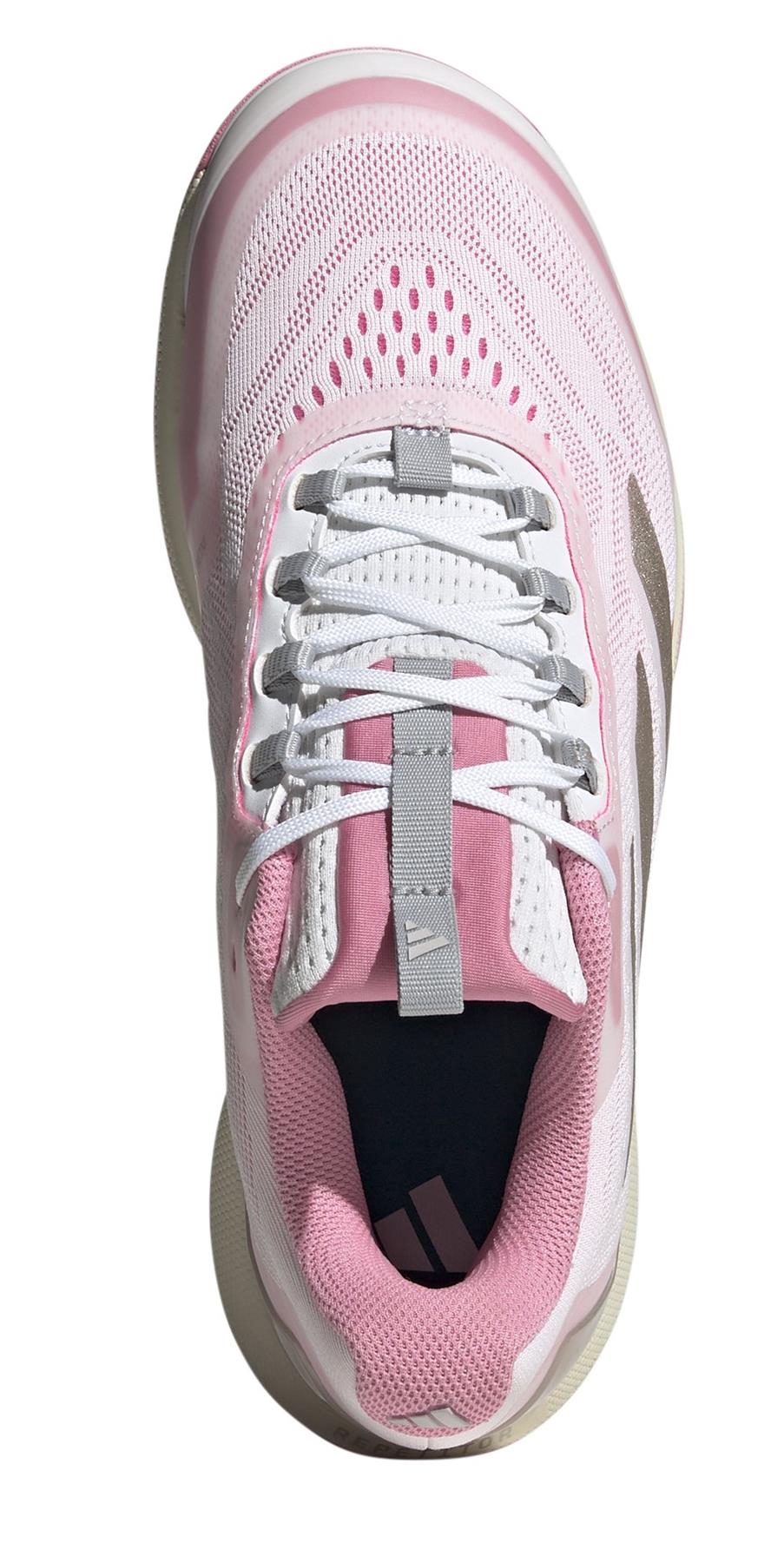 The adidas Avacourt 2 Women's Tennis Shoes in White/Pink boast a sleek mesh texture with white laces, soft ankle padding, and subtle gray accents. Featuring a Bounce Pro midsole for top comfort, these standout adidas tennis shoes are perfect for style and performance.