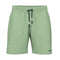 The HEAD Performance Men's Play Tennis Shorts in Celery Green come with an elastic waistband featuring a black drawstring. Crafted from moisture transfer microfiber, these shorts provide 4-way stretch for exceptional comfort. They include two front pockets and have a subtle HEAD logo positioned near the bottom hem on the left side.