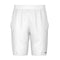 HEAD Performance Men's Tennis Shorts in white feature an elastic waistband and side pockets, with a subtle logo on the lower right leg. Crafted from moisture-transfer microfiber, the fabric is smooth and lightweight, providing 4-way stretch for optimal comfort and mobility.