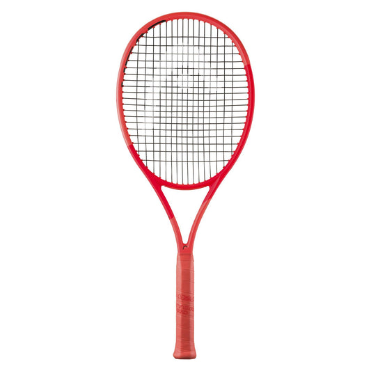 Meet the HEAD Radical Team 2025 Tennis Racket in vibrant orange, equipped with Auxetic 2.0 technology for enhanced control, spin, and power. Its sleek frame and textured grip handle provide top-notch performance on the court.