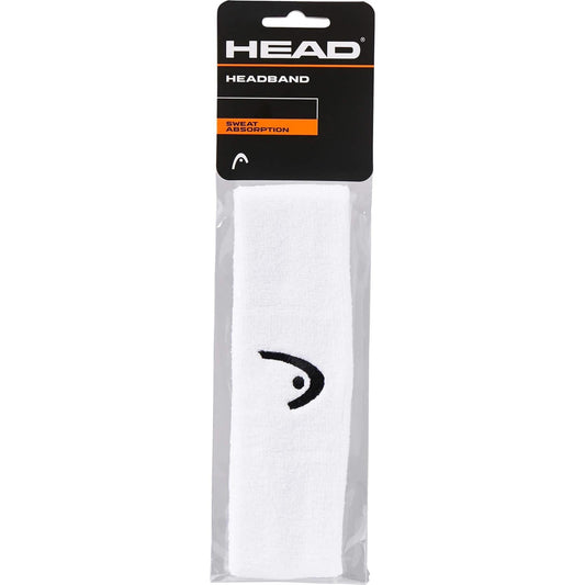 The HEAD Tennis Headband - White is packaged with exceptional elasticity, featuring the brand's logo in a subtle black embroidery. The packaging showcases "Sweat Absorption" branding, ensuring you're equipped to tackle any challenge on the court.