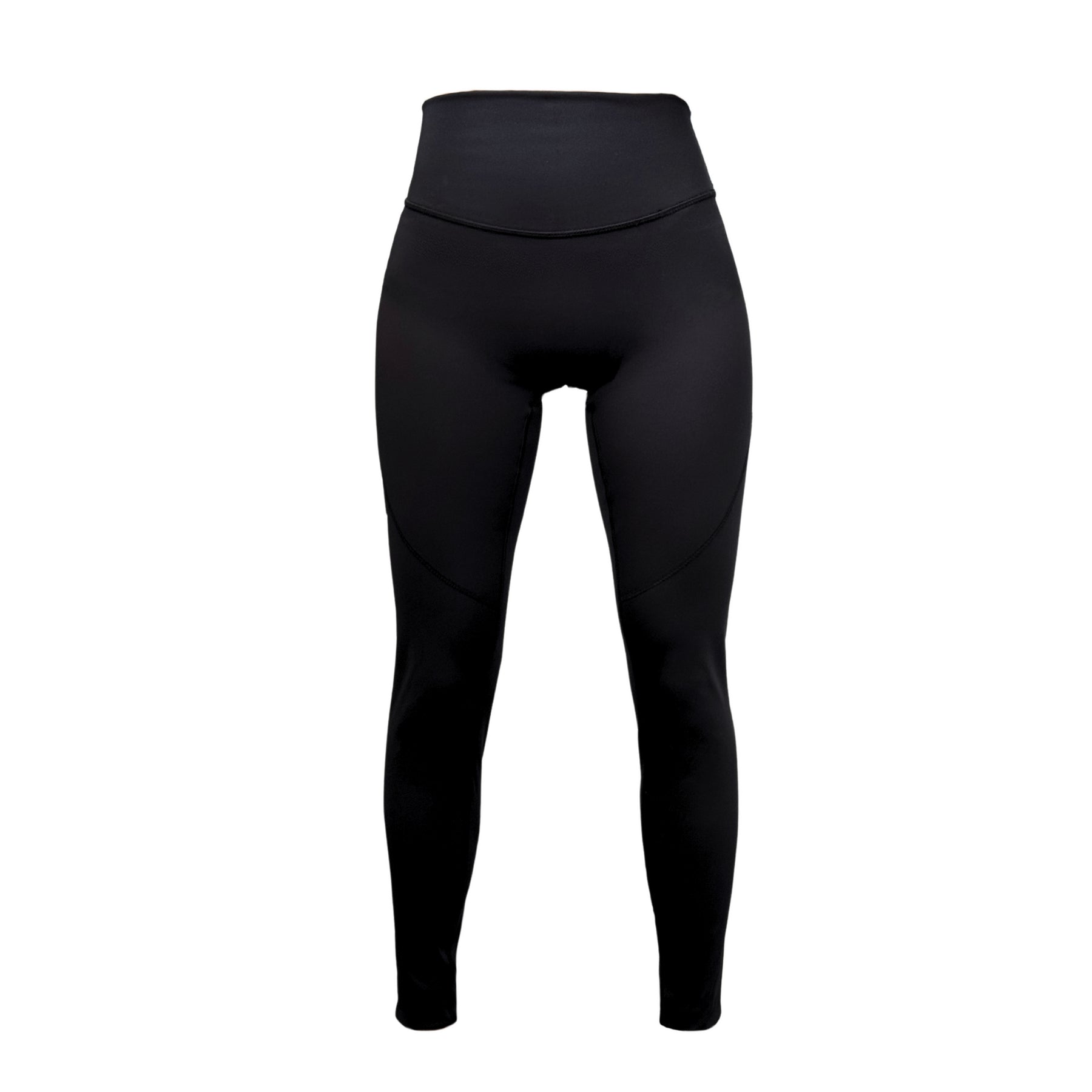 The Yonex YL2024 Women's Tennis Leggings in black feature a high-rise waistband for a sleek silhouette. The smooth, stretchy fabric is moisture-wicking, ideal for both athletic and casual wear.