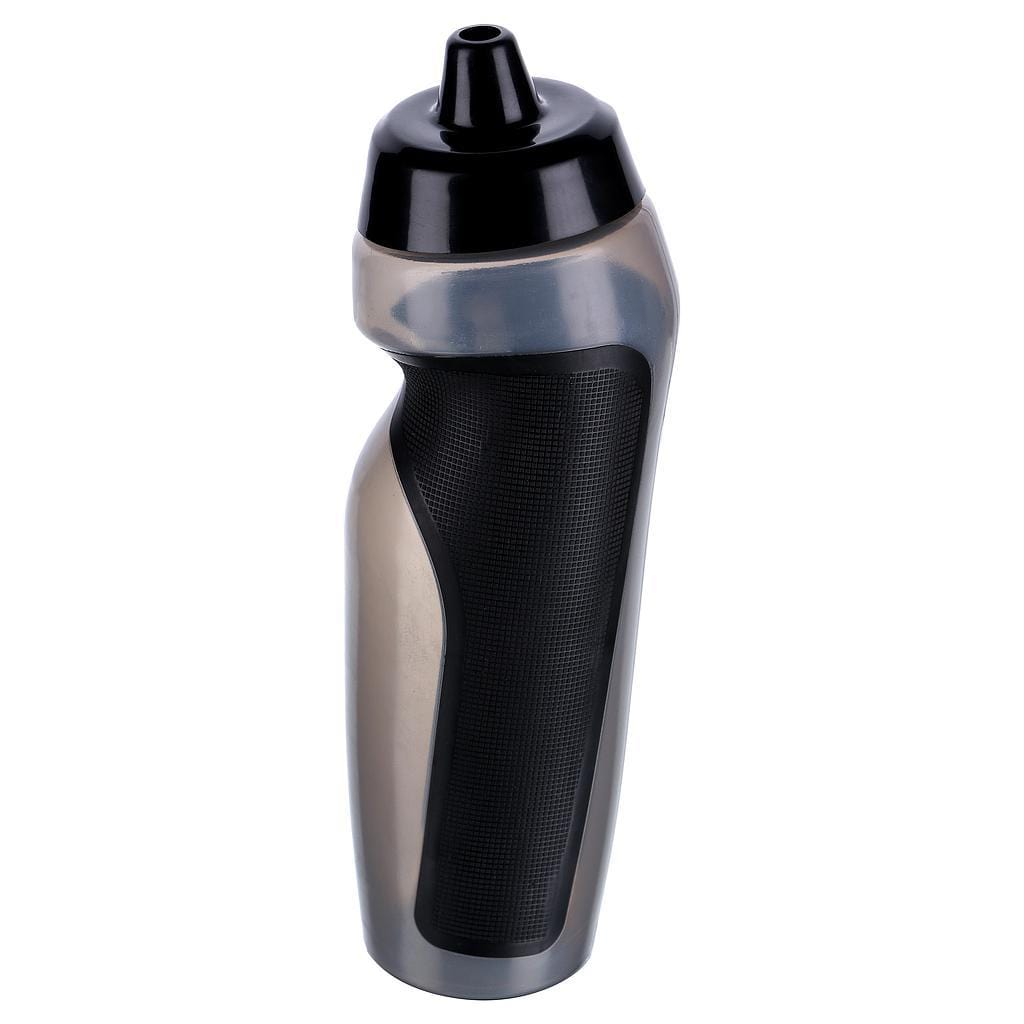 The Precision Sport 600ml Water Bottle by Precision, in clear, showcases a sleek and ergonomic design for easy handling. It features a black grip and lid on a plain white background, ensuring BPA-free safe hydration.