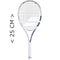 The Babolat Mini Pure Drive Wimbledon Racket is a collector's dream, showcasing a sleek white and blue frame with a white handle and netted string pattern. With its 25 cm frame, this racket makes an excellent souvenir for tennis enthusiasts.