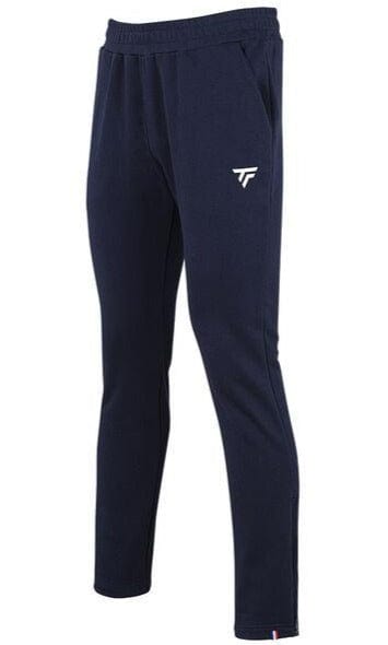 Explore the Tecnifibre Unisex Team Tennis Pants - Marine, designed with stretch polyester fabric for maximum comfort. These marine athletic pants include an elastic waistband, side pockets, and a small white logo near the left pocket. Their fitted, tapered design guarantees both style and functionality.