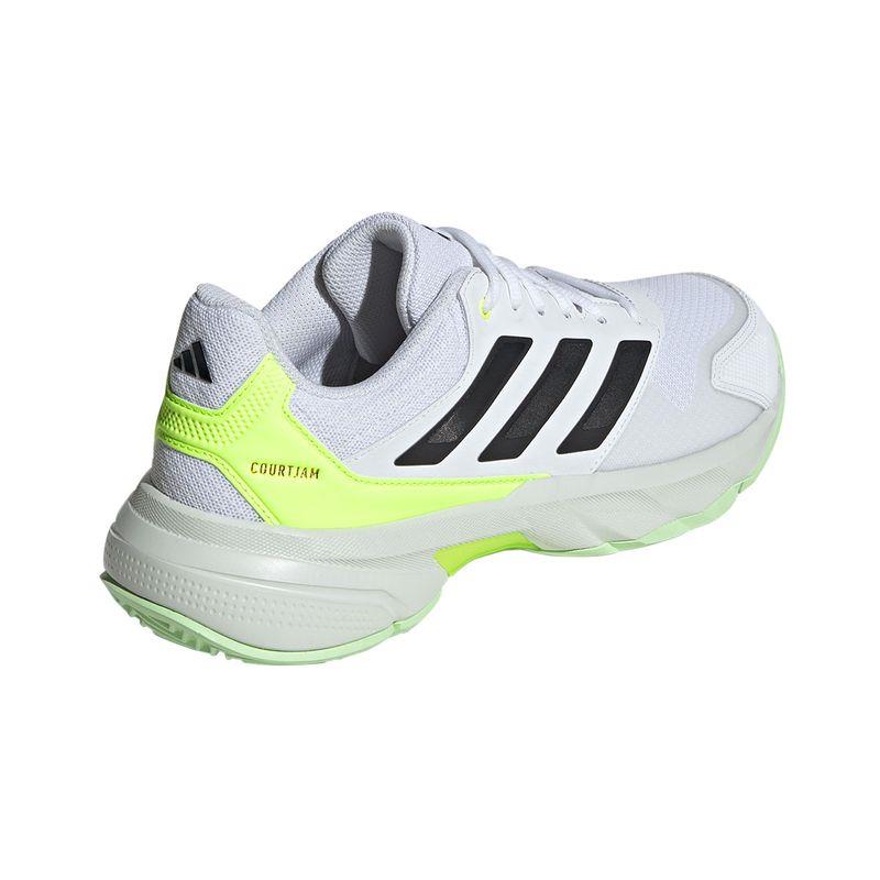 ADIDAS Courtjam Control 3 Mens Tennis Shoes - White / Lucid Lemon - Rear