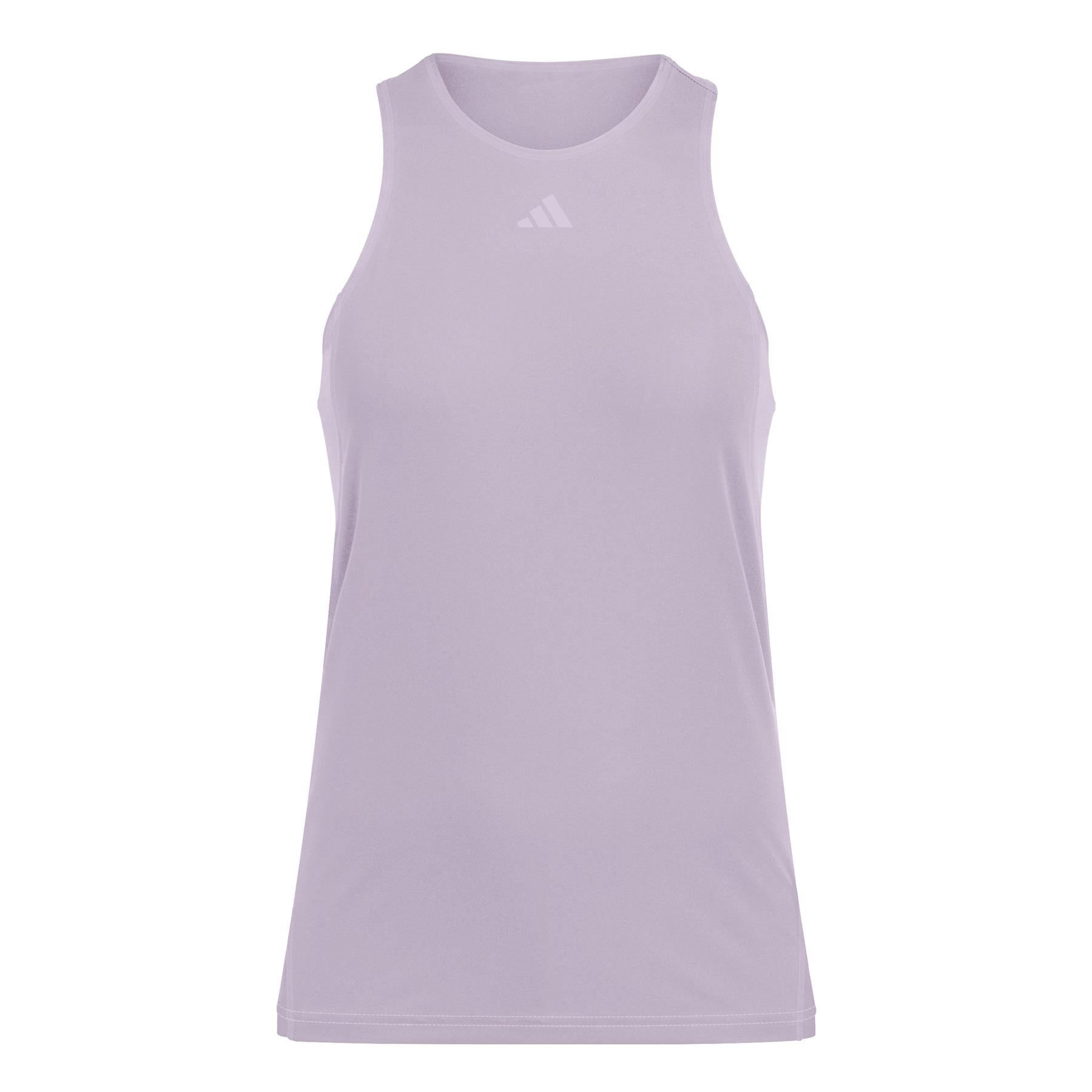 The adidas Womens Club Tennis Tank Top in pink is an athletic, sleeveless piece with a round neckline and a small logo on the upper chest. Made from recycled materials featuring CLIMACOOL technology, it combines style and performance against a plain white background.