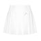 The HEAD Performance Women's Tennis Skort in White features a high waist and subtle pleats, crafted from moisture-transfer microfibre. A small gray HEAD logo is visible on the left side.