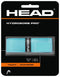 The HEAD HydroSorb Pro Replacement Tennis Grip in teal emphasizes its "Touch" and "Tackiness" features. Crafted for superior sweat absorption, it is packaged in clear plastic against a bold black, orange, and white background with the iconic HEAD logo.