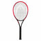 The HEAD MX Spark Tour Tennis Racket - Red, designed in an eye-catching red and black with a grid-patterned string face, is displayed against a white background. The handle is wrapped in black grip tape and incorporates ARCORE Technology for added stability along with METALLIX™ for superior durability.