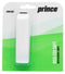 The packaging of the Prince ResiTex Soft Replacement Tennis Grip - White, with its calming green and white design, emphasizes its cushioned comfort and moisture absorption features. The grip is enclosed in a clear plastic case, offering an upgrade to your game with unmatched softness.