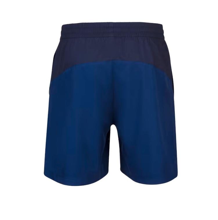 Introducing the Babolat Play Men's Tennis Shorts in a vibrant Estate Blue, featuring a Fiberdry elastic waistband and 360 Motion design for exceptional comfort. Highlighted by a darker panel across the top, these shorts are ideal for any match. Displayed against a crisp white background, they truly catch the eye.